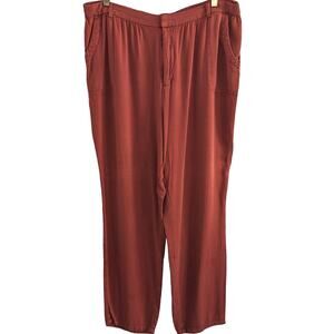Rustic Romance XL Wide Leg Crops ModCloth Pants Pleated Zip Banded Waist Rayon